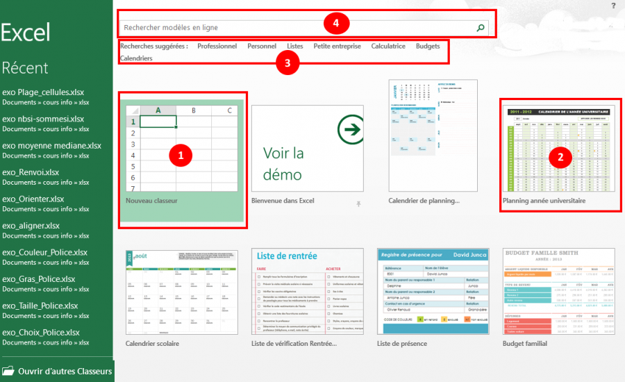 Créer et enregistrer un document Excel Coursinfo fr