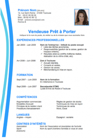 Exemple Cv Vendeuse Coursinfo Fr