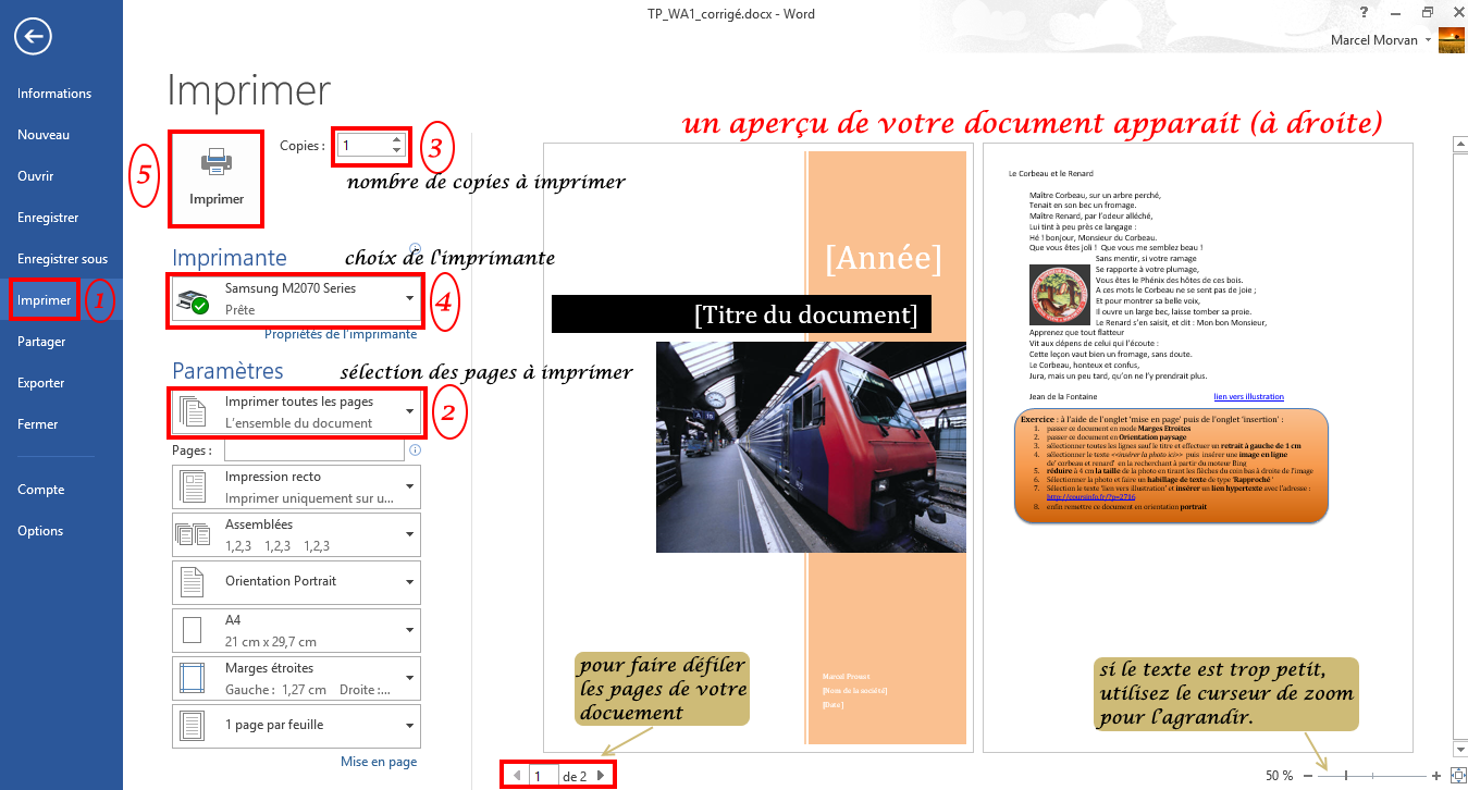 Comment imprimer un document avec Word