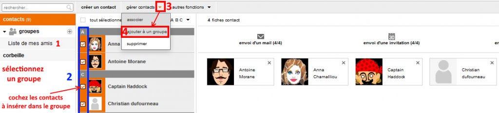 ajouter des contacts à un groupe Orange