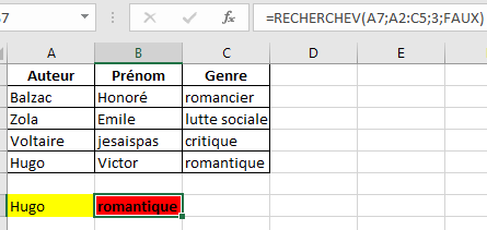 Excel exemple de rechercheVV