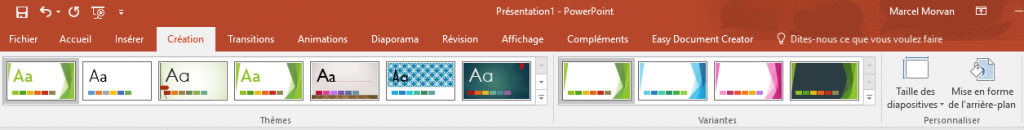 Powerpoint onglet création